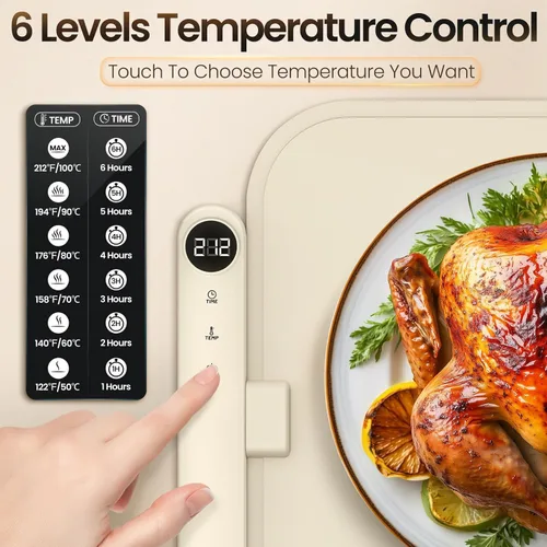 Miniatura 3 de Alfombrilla de calentamiento para alimentos, alfombrilla de calentamiento de alimentos con enchufe de alimentación desmontable mejorada, bandeja