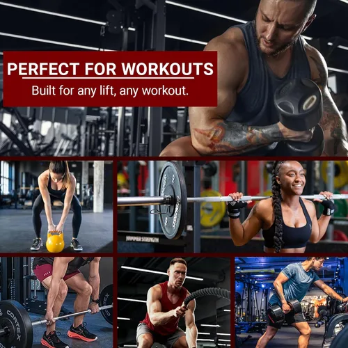 Miniatura 7 de Puños de entrenamiento antideslizantes – Protector ergonómico de goma en la palma para levantamiento de pesas, peso muerto, dominadas, crossfit