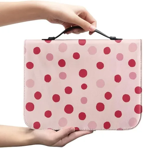 Miniatura 2 de Funda de cuero para la Biblia para hombres, funda de Biblia con patrón de bola roja, bolsa grande para la Biblia con asa bolsa de mano