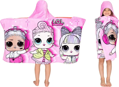 Franco - Toalla de rizo de algodón suave con capucha para niños, para uso en baño y playa, 24 x 50 pulgadas, LOL Surprise