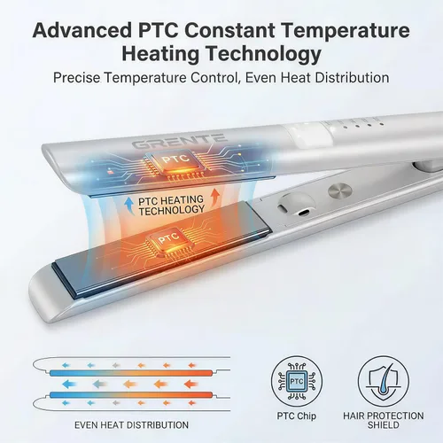 Miniatura 2 de Plancha plana de titanio 2 en 1 con calentamiento rápido y rápido, plancha alisadora profesional de 1 pulgada, 5 ajustes de temperatura para todo