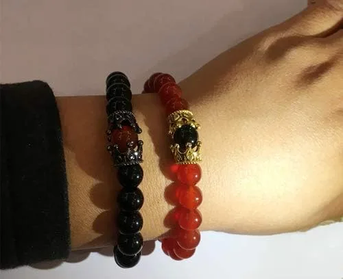 Miniatura 5 de LIDU Pulsera de amor de tamaño King y Queen Teir Friendship de 0315in Cristal Piedras semipreciosas