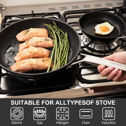Miniatura 7 de MsMk Sartén antiadherente pequeña de 7 pulgadas con tapa, sartén antiadherente para tortilla de huevos, sin PFAS y PFOA, no tóxico, sartén