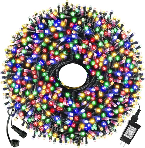 Miniatura 12 de Guirnalda de luces de Navidad para interiores y exteriores, luces para árbol de Navidad, con certificación UL, función de memoria con enchufe