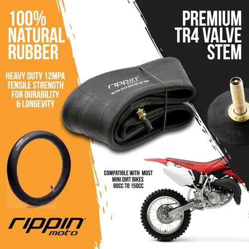 Miniatura 3 de Rippin Moto Tubo interior de motocross resistente de 3.25/3.50-16 (90/100-16) – 0.118 pulgadas de grosor – válvula TR4 – se adapta a la mayoría