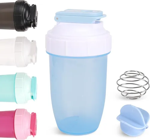 D.Y.A Botella agitadora de 16 onzas, coctelera deportiva a prueba de fugas para batidos de proteínas, preentrenamiento y viajes, sin BPA, azul