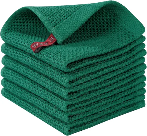 Miniatura 211 de Homaxy Paños de cocina de 100% algodón con tejido de gofre, ultra suaves, absorbentes, de secado rápido, 12 x 12 pulgadas, paquete de 6, amarillo