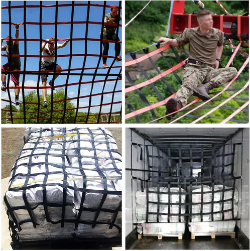 Miniatura 6 de Red de escalada al aire libre, red de carga, carrera de obstáculos Ninja Warrior, pista de obstáculos, para interiores, selva, gimnasio, slackline