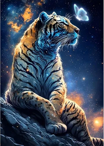 RICUVED Kits de arte de diamantes para adultos, kits de arte de diamantes de tigre, arte de diamantes de fantasía 5D, cielo estrellado, gemas de