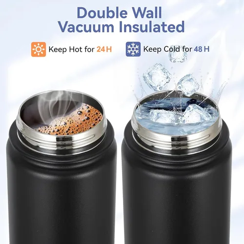 Miniatura 8 de Botella de agua de 32 onzas aislada con popote, botellas de agua a prueba de fugas, botella de agua para hombre, acero inoxidable para gimnasio