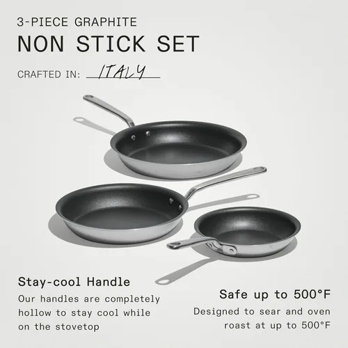 Miniatura 3 de Made In Cookware - Juego de sartenes antiadherentes ProCoat de 3 piezas (incluye 8", 10", 12") - Acero inoxidable revestido de 5 capas - Utensilios