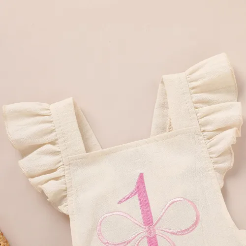 Miniatura 3 de GRNSHTS Trajes de primer cumpleaños para niñas con volantes para primer cumpleaños, mameluco sin espalda