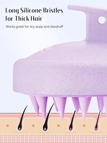 Miniatura 29 de HEETA Masajeador de cuero cabelludo para el crecimiento del cabello, cepillo de champú exfoliante de cuero cabelludo de silicona suave para Rojo