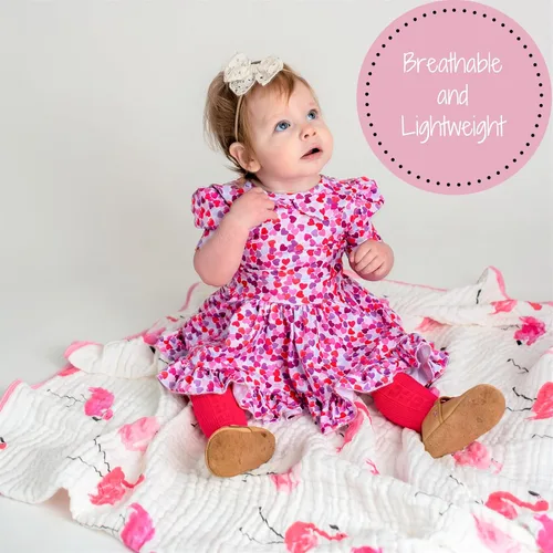 Miniatura 3 de LollyBanks Manta de muselina para bebé, 100% algodón, suave y transpirable, colcha de muselina de 47 x 47 pulgadas, manta para niñas pequeñas, manta
