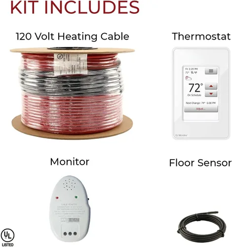 Miniatura 9 de LuxHeat Kit de cable de calefacción de suelo de 10 pies cuadrados – Sistema de calefacción por suelo de 120 V – Sistema de suelo calefactado incluye