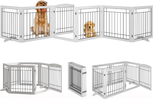 Miniatura 10 de Vantas 96 x 30 in Foldable Metal Dog Gate with Door Walk Through, Black Freestanding Stability, Extra Wide, Walk-Through Easy, Easy Storage, Easy