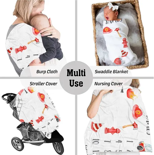 Miniatura 6 de Manta personalizada de camión de bomberos para bebé, manta de forro polar, manta de hitos para bebé, manta mensual de hitos para bebé, manta de Hito