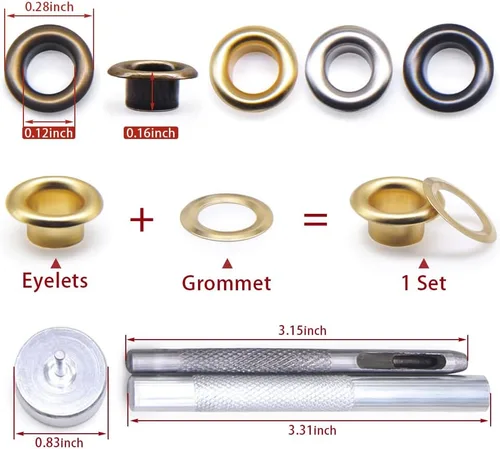Miniatura 2 de SEMINI Kit de 800 ojales Gronmets de 0.138 in con 3 piezas de herramientas de instalación para zapatos, ropa, bolsa de manualidades, 4
