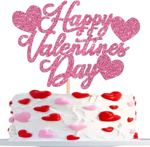 Miniatura 10 de Rsstarxi Paquete de 24 adornos para cupcakes para el día de San Valentín, con purpurina roja, dulce amor, para cupcakes, decoración de San Valentín