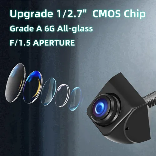 Miniatura 5 de Cámara HD de visión trasera delantera y trasera para automóvil, rotación de 360°, gran ángulo de visión, IP68K, impermeable, universal, marcha