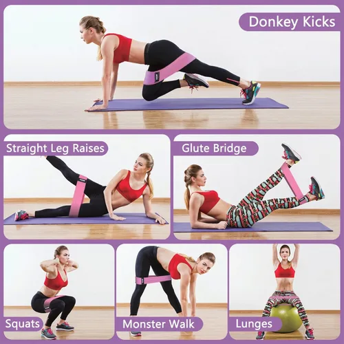 Miniatura 3 de Bandas de resistencia de tela para entrenar, 5 niveles de bandas de glúteos para mujeres y hombres, bandas de tela para ejercicio, bandas
