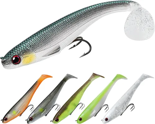 Miniatura 8 de TRUSCEND Shadtale Easy Catch Soft Fishing Lures, Unique Vibration and Action for Various Rigs, Paddle Tail Swimbaits Trailer for Bass, Trout