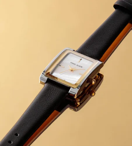 Miniatura 6 de Anne Klein Reloj con correa de cuero para mujer, NegroTwo Tone, Movimiento de cuarzo