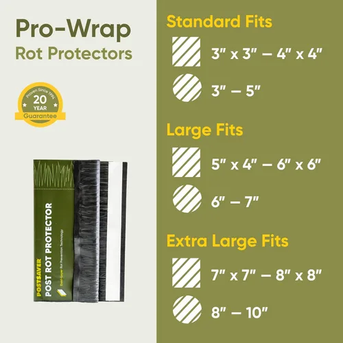 Miniatura 2 de Postsaver Pro-Wrap Standard Paquete de 5 Se adapta a postes cuadrados de 3 x 3 a 4 x 4 pulgadas y redondos de 3 a 5 pulgadas Protector