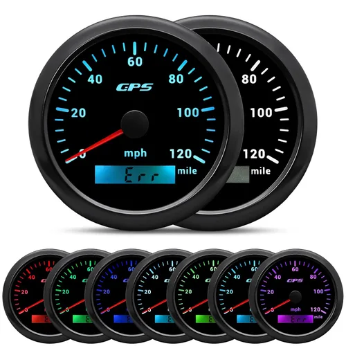 Miniatura 10 de ARTILAURA Velocímetro GPS para embarcaciones de 85 mm 3-3/8" 7 Color 80 MPH, impermeable, 9-32 V para marino, automóvil, motocicleta, camión (blanco)
