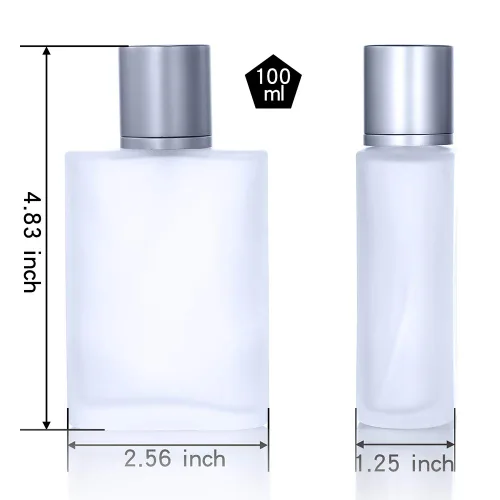 Miniatura 2 de Paquete de 2 botellas vacías de vidrio esmerilado de 3.4 fl oz/3.38 onzas, atomizador de perfume, botellas de perfume vacías recargables en aerosol