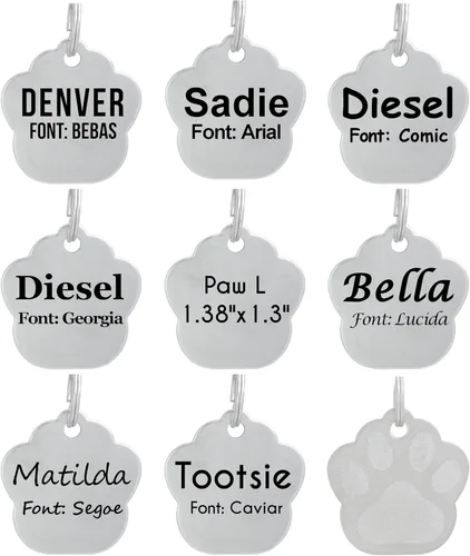 Miniatura 7 de Etiquetas de identificación de mascotas de acero inoxidable grabadas con láser, personalizadas para perros y gatos, etiqueta redonda de hueso