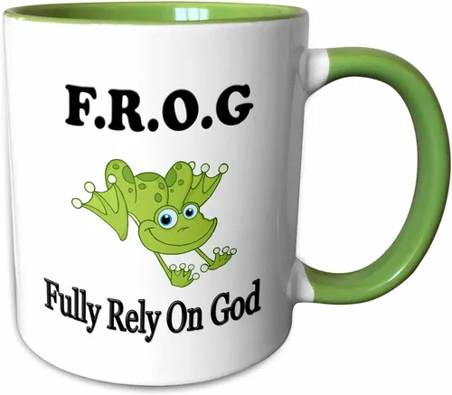 Miniatura 12 de 3dRose - Rana confía plenamente en dios - Taza - (taza-149833-4)