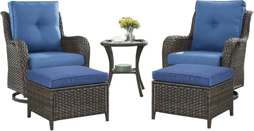 Miniatura 80 de Rilyson Mecedora de mimbre - Juego de 2 sillas mecedoras de mimbre para patio, sillas mecedoras de ratán para porche al aire libre, terraza, jardín
