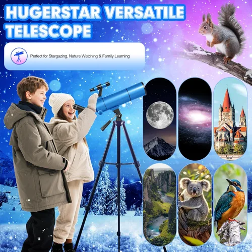 Miniatura 7 de Telescopio para adultos y niños, apertura de 80 mm, 500 mm (20X-150X) Telescopio refractor profesional para principiantes de astronomía, telescopios