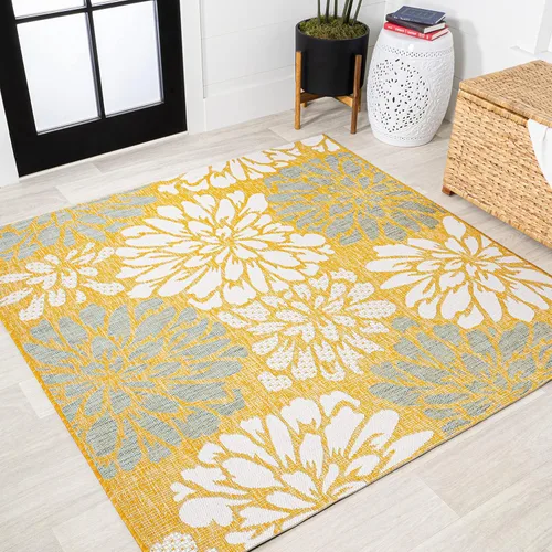 Miniatura 42 de JONATHAN Y Alfombra Corredor de Tejido Texturizado Floral para Interiores y Exteriores 2X8 Marrón/Crema, Zinnia Moderna para Patio Trasero, Patio