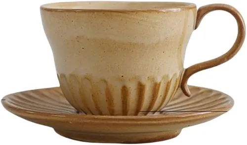 Miniatura 8 de Juego de tazas de té y platillo pequeño de cerámica de 4.1 fl oz/4 onzas, platillo de taza de café de cerámica vintage con asa, juego de tazas de té
