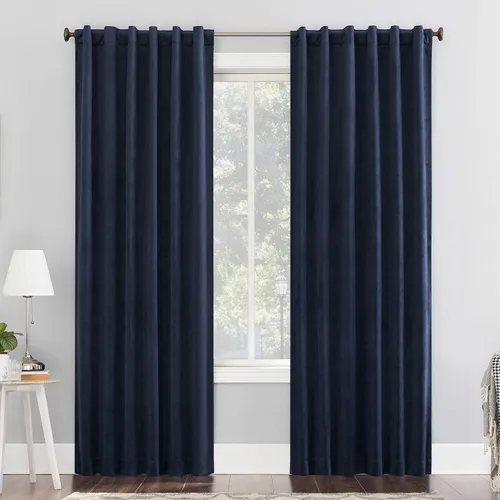 Miniatura 14 de Sun Zero Hampshire - Cortina térmica de terciopelo con reducción de ruido, pestañas traseras, 100% opacas, 50" x 84", dorado