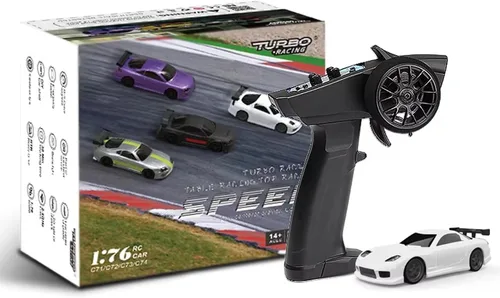 Miniatura 14 de 1:76 Turbo Racing Scale RC Sport Car, Carreras de mesa Control remoto Mini modelo de coche completo proporcional RTR Kit Juguetes (Baoma mini-rojo)