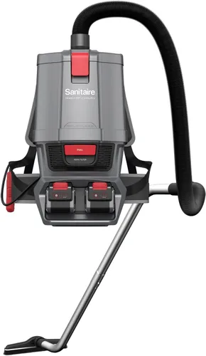 Sanitaire Transport - Aspiradora comercial inalámbrica de mochila con varilla ajustable, baterías duales de 24V, controles de mano, SC580A. Gris