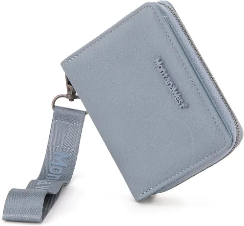 Miniatura 11 de Cartera de pulsera pequeña Montana West para mujer con forro de bloqueo RFID, ligera y fácil de llevar, Un negro, Pequeña