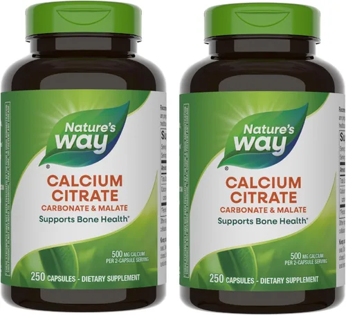 Miniatura 8 de Nature's Way Citrato de calcio, 500 mg de calcio por porción de 2 cápsulas, para la salud ósea y la función muscular*, mezcla de citrato, carbonato