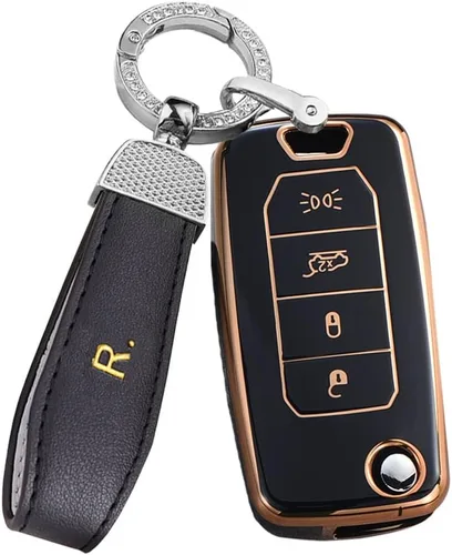Miniatura 14 de ontto Funda para llavero de TPU para Jeep Renegade 2015-2020 con control remoto abatible, elegante funda para llavero de automóvil, funda para beige