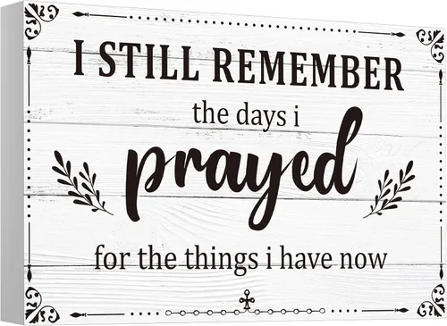 Miniatura 9 de Letrero inspirador con texto en inglés "I Still Remember The Days I Prayed", letreros inspiradores para mesa de estar, centros de mesa de madera