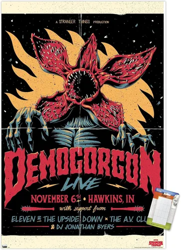 Miniatura 12 de Netflix Stranger Things - Póster de pared en vivo Demogorgon, 22.4 pulgadas de largo x 14.7 pulgadas de ancho, versión enmarcada de madera de granero