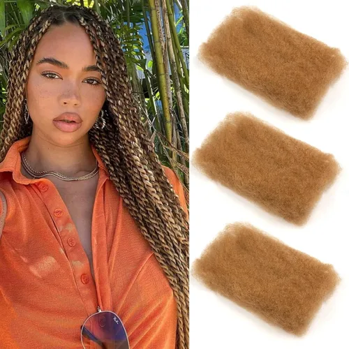 Miniatura 14 de Extensiones de cabello 100% humano afro a granel 100% humano, 3 paquetes de 5.29 oz de cabello rizado afro apretado a granel para hacer/reparar