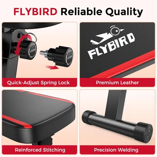 Miniatura 8 de FLYBIRD Foldable Flat Weight Bench for Home Gym, 600/1000 lbs Capacity with Dual Locking for Strength Training, Easy Setup & Storage for Small