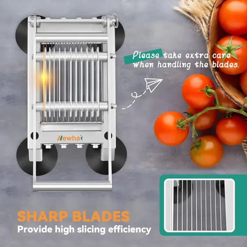 Miniatura 6 de Newhai Cortador de tomate comercial de 0.4 pulgadas/0.394 in de grosor, manual de tomate, pepino, cebolla, jamón, huevo, cortador de huevos