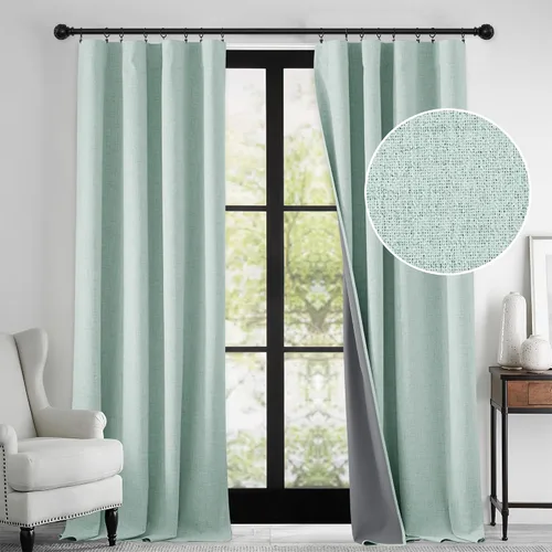 Miniatura 35 de RYB HOME Cortinas cortas opacas 100% marrones, 45 pulgadas de largo, 52 pulgadas de ancho, bloqueo de luz y aislamiento térmico para cocina