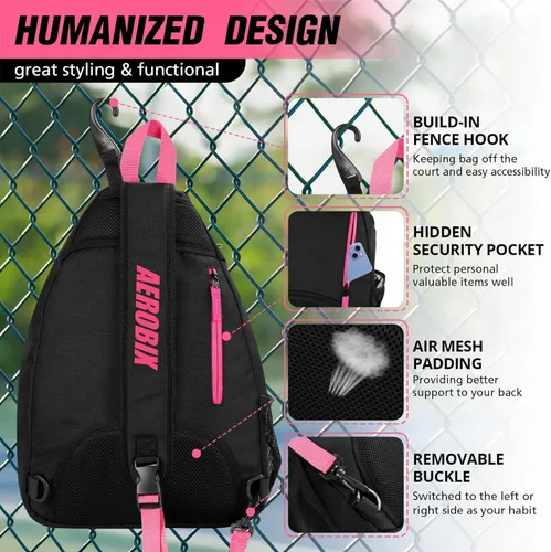 Miniatura 4 de Bolsa de Pickleball AEROBIX para Mujeres y Hombres, Mochila de Pickle Ball - Cremalleras Mejoradas, Gran Capacidad, Bolsillo Acolchado para Pala