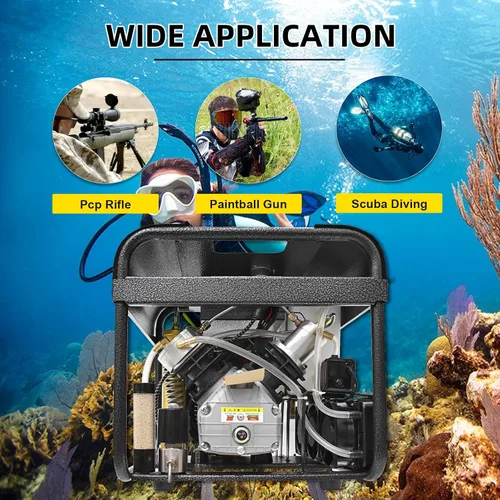 Miniatura 9 de TUXING Compresor PCP de 4500 PSI, compresor de aire de buceo de alta presión, parada automática y purga automática, filtro de agua dual integrado
